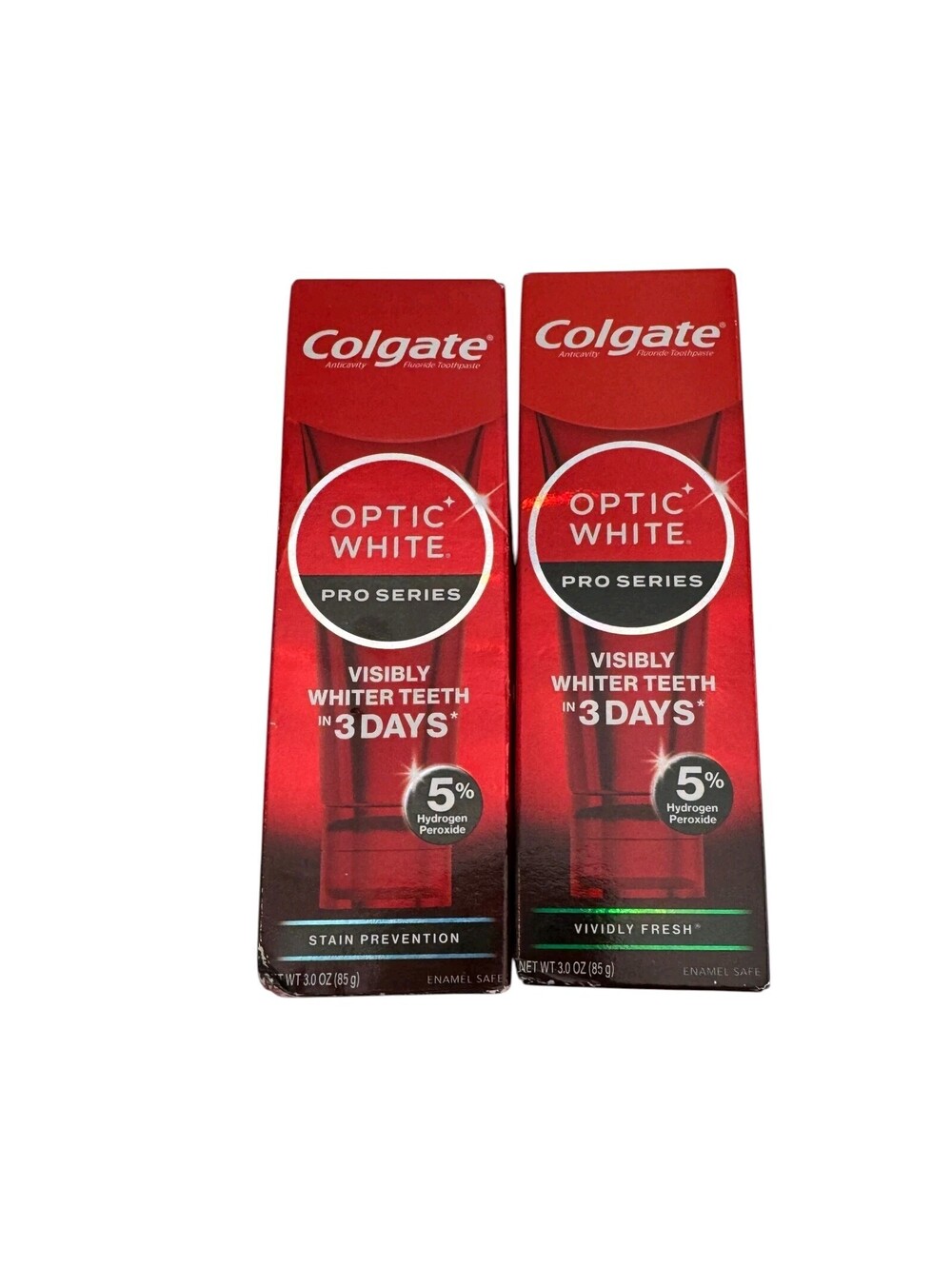 Lot of 2 Colgate Optic White Pro Series Toothpaste 3oz Stain Prevention + Fresh